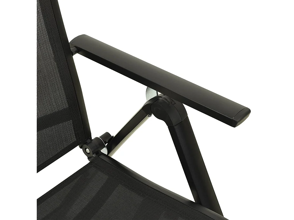 Chaises pliables de jardin 2 pcs Textilène et aluminium Noir