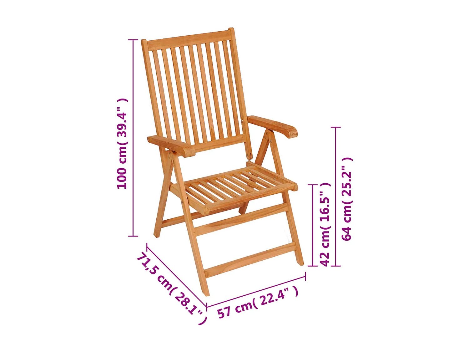 Chaises inclinables de jardin lot de 8 Bois de teck solide