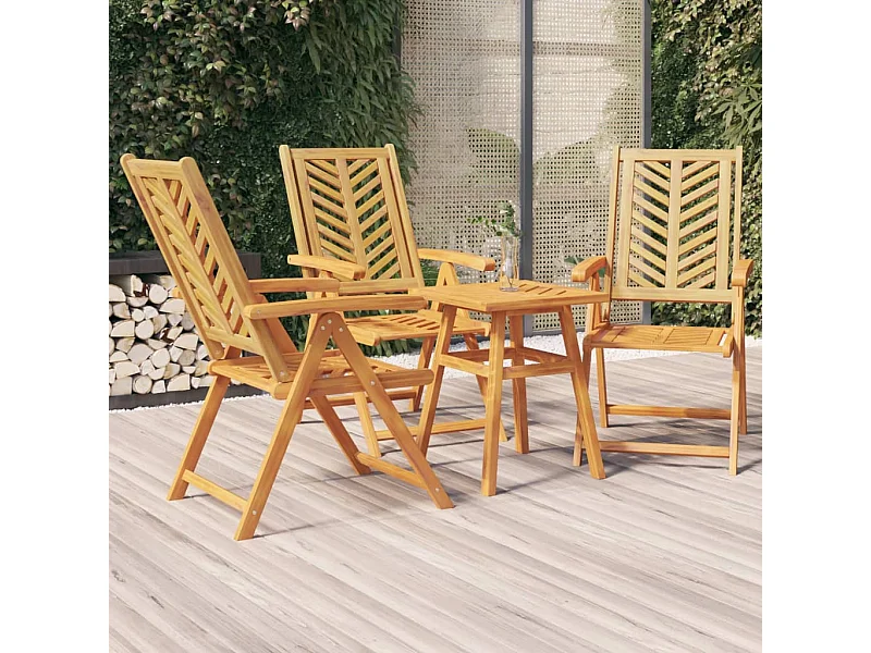 Chaises de jardin inclinables lot de 3 bois massif d'acacia