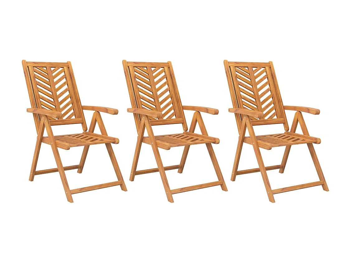Chaises de jardin inclinables lot de 3 bois massif d'acacia