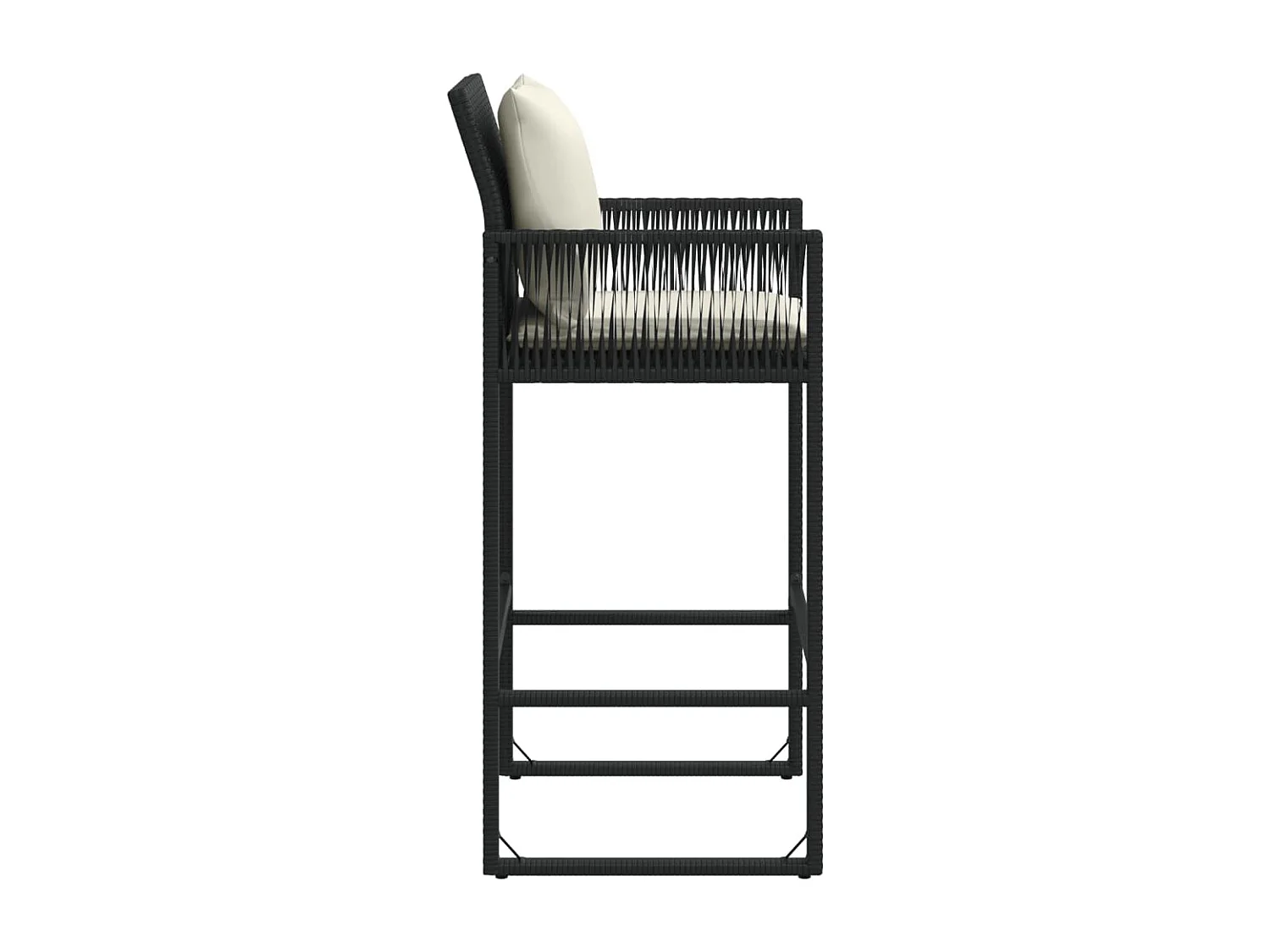 Tuinbarkrukken kussens set van 2 zwart geweven hars