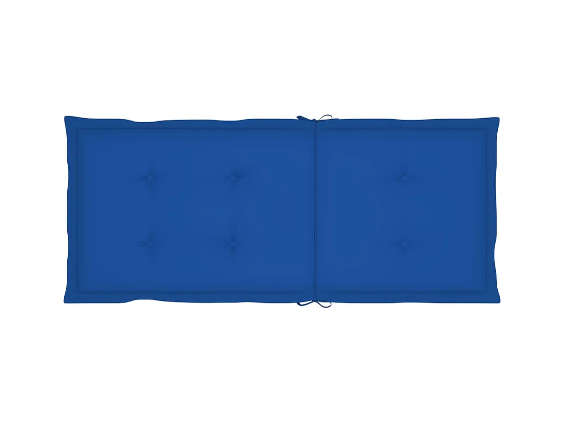 Set di 4 sedie da giardino con cuscini blu reale. Legno di teak