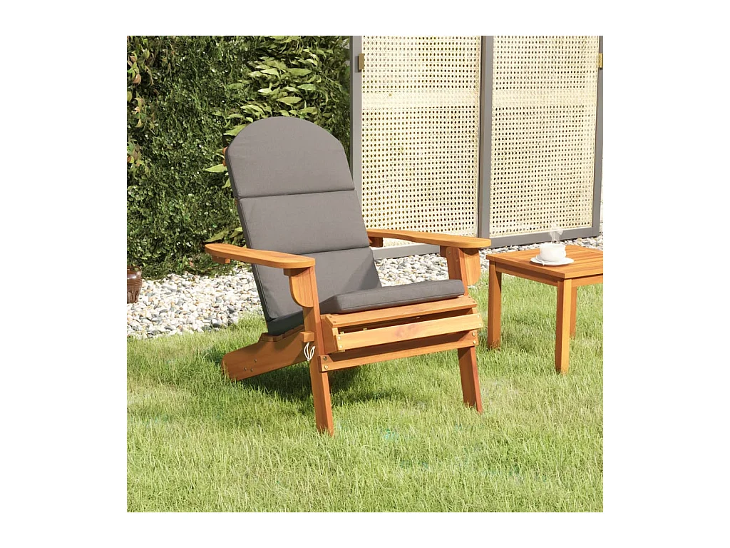 Chaise de jardin Adirondack avec coussins bois massif d'acacia