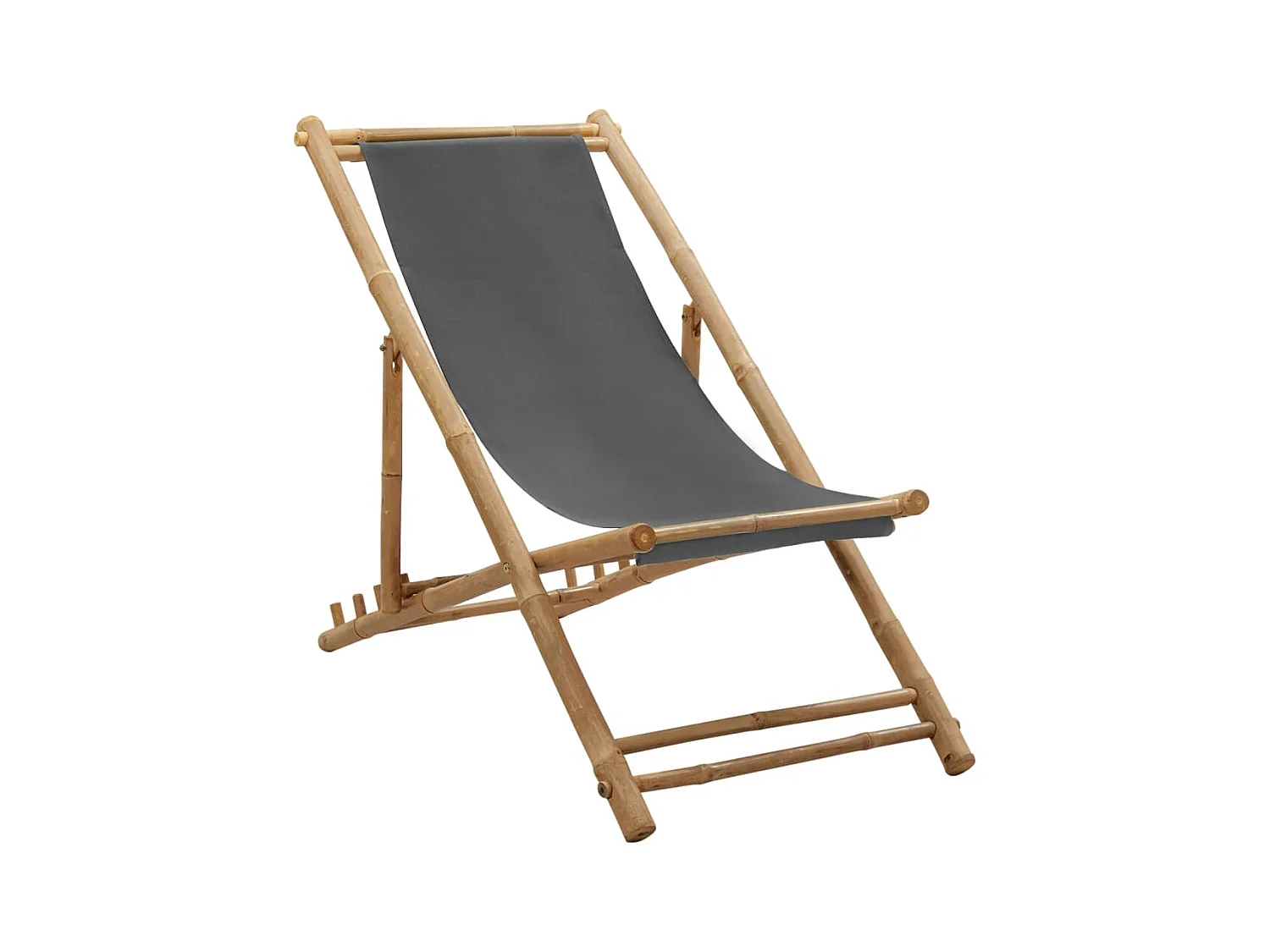 Chaise de terrasse Bambou et toile Gris foncé