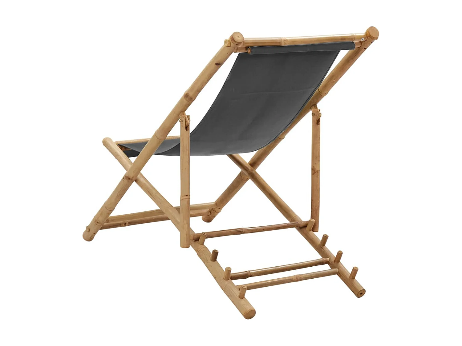 Chaise de terrasse Bambou et toile Gris foncé