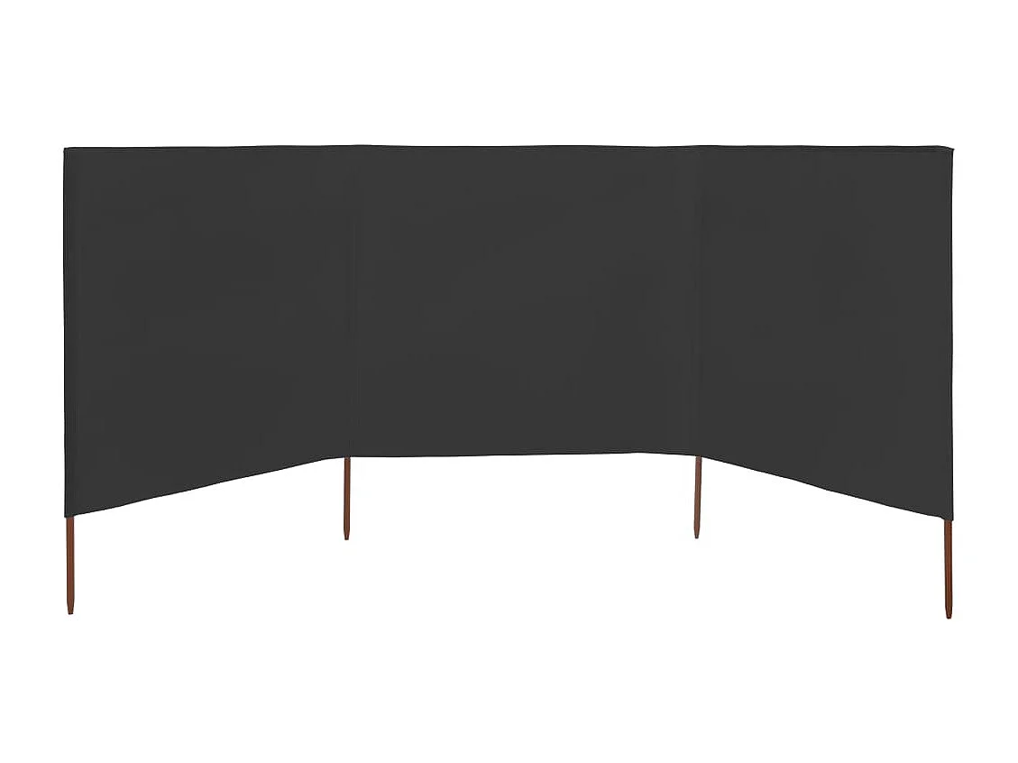 Paravent 3 panneaux Tissu 400 x 80 cm Anthracite