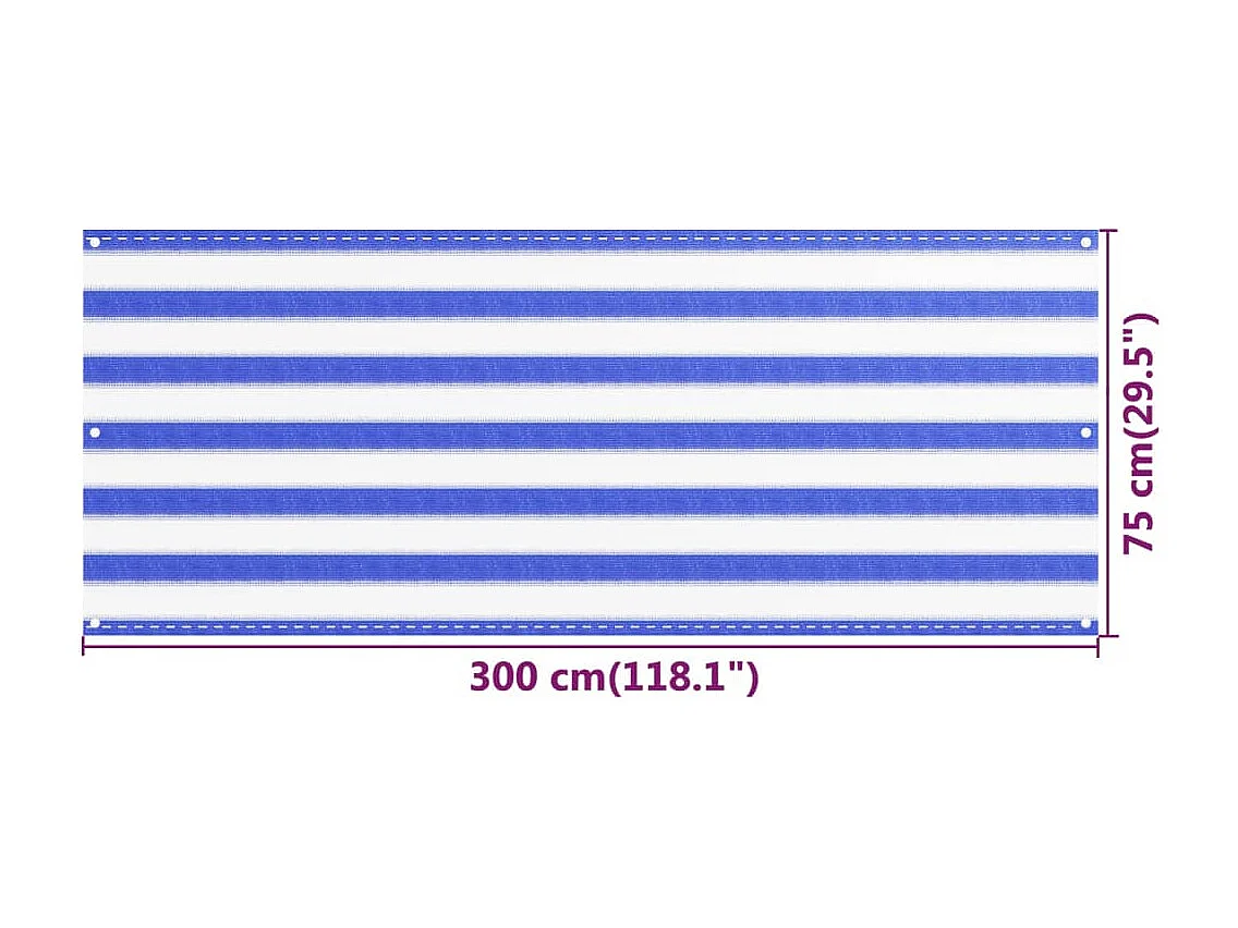Écran de balcon Bleu et blanc 75x300 cm PEHD