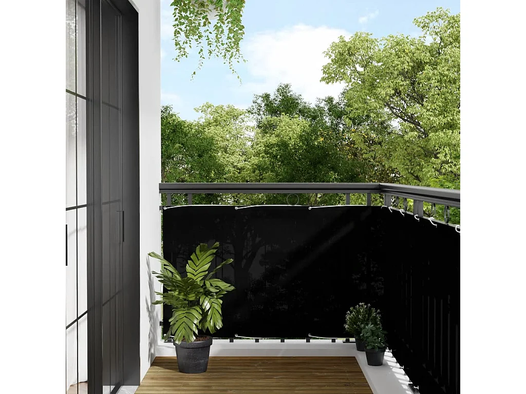 Écran de balcon noir 90x800 cm 100% polyester oxford