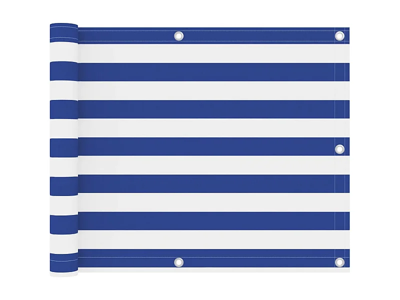 Balkonscherm Wit en blauw 75x400 cm Oxford stof