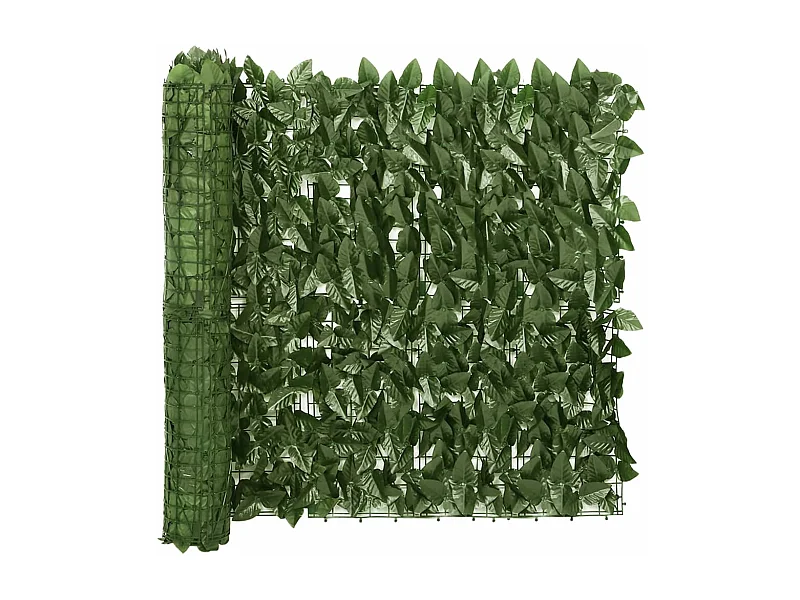 Écran de balcon avec feuilles vert foncé 300x75 cm