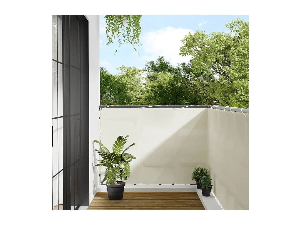 Écran de balcon crème 120x700 cm 100% polyester oxford