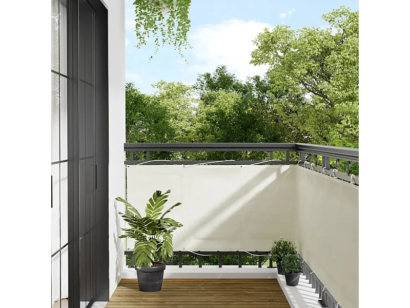 Paravento per balcone color crema 75x1000 cm 100% poliestere oxford