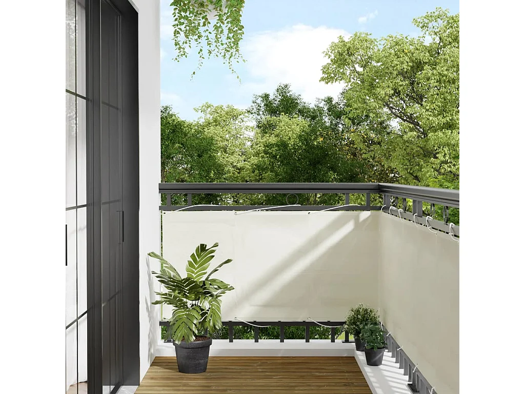 Paravento per balcone color crema 75x1000 cm 100% poliestere oxford