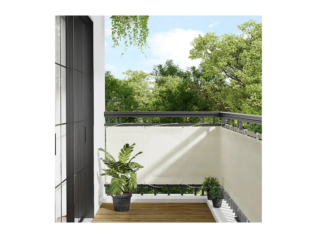 Écran de balcon crème 75x1000 cm 100% polyester oxford