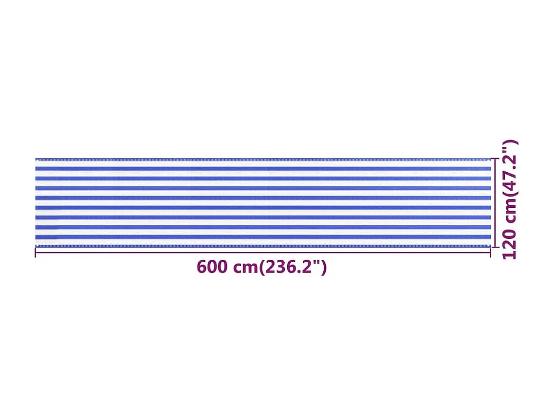 Écran de balcon Bleu et blanc 120x600 cm PEHD