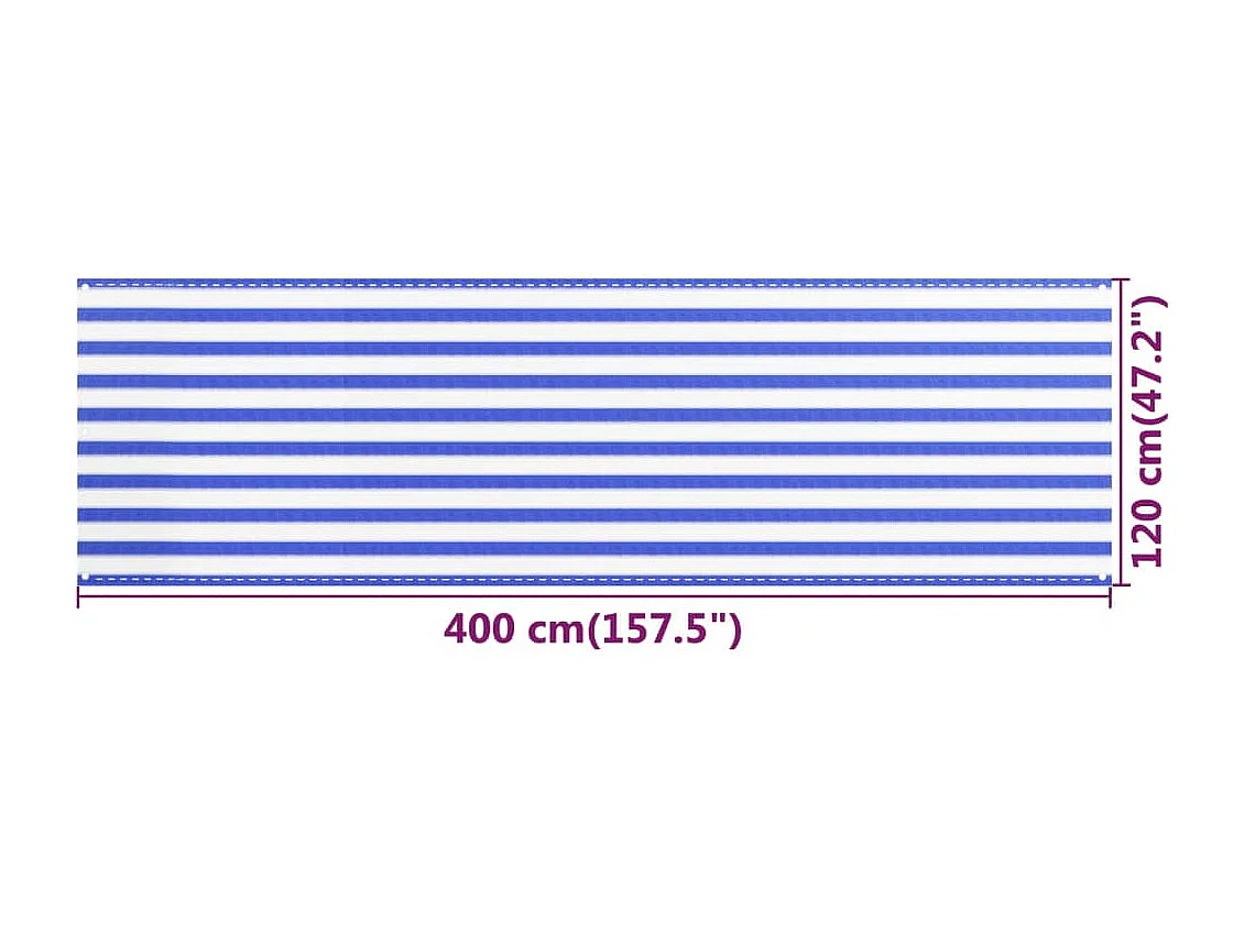Paravento per balcone blu e bianco 120x400 cm HDPE