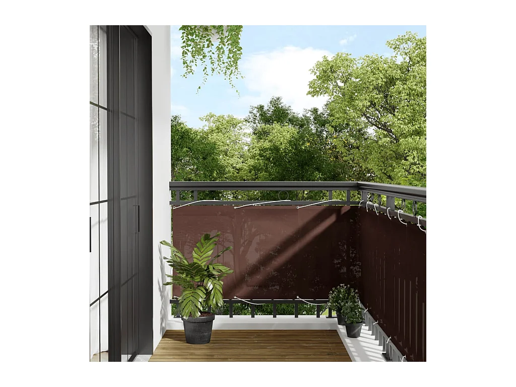 Écran de balcon marron 75x800 cm 100% polyester oxford