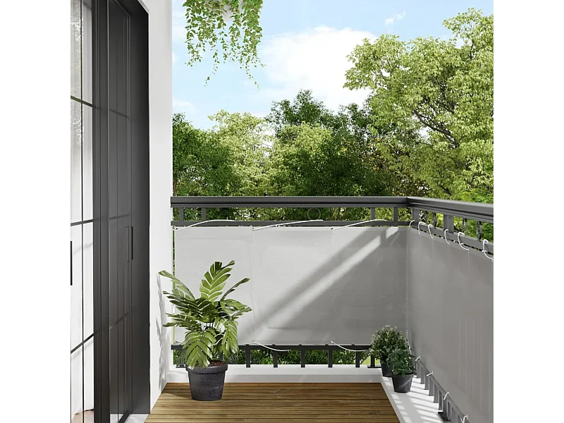 Paravento per balcone grigio chiaro 75x400 cm 100% poliestere oxford