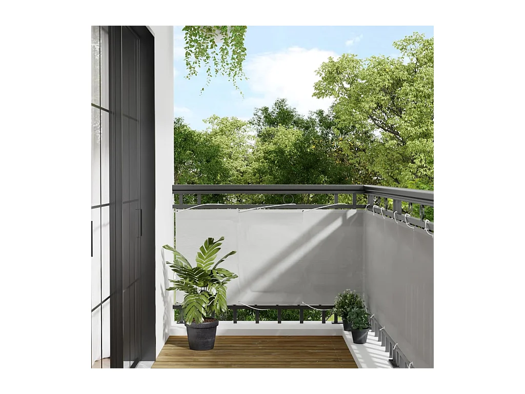 Écran de balcon gris clair 75x600 cm 100% polyester oxford
