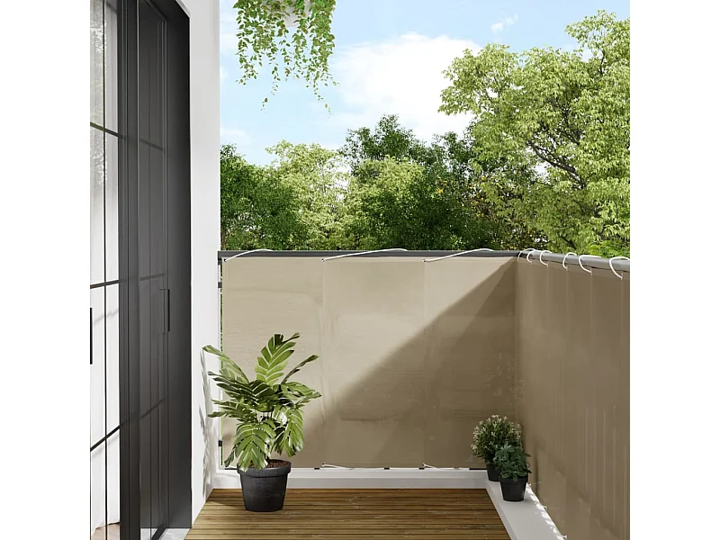 Paravento per balcone beige 120x700 cm 100% poliestere oxford