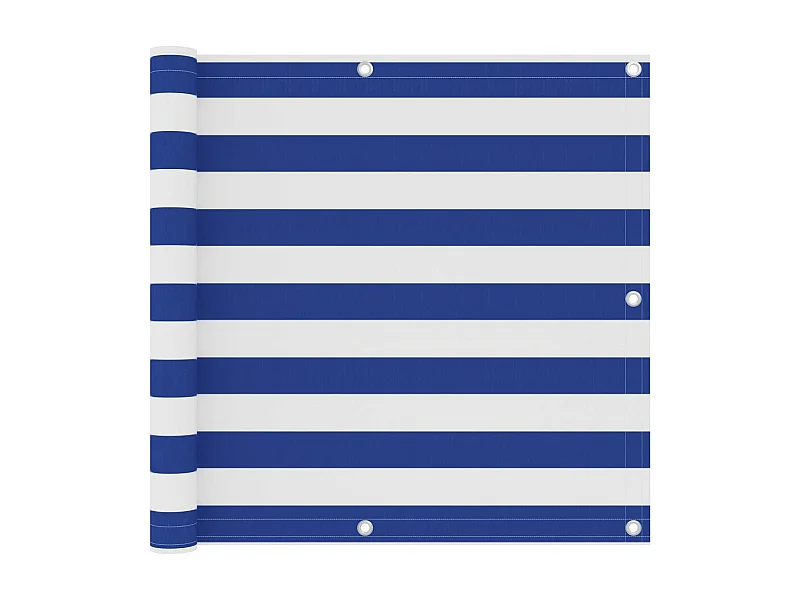 Balkonscherm Wit en blauw 90x500 cm Oxford stof