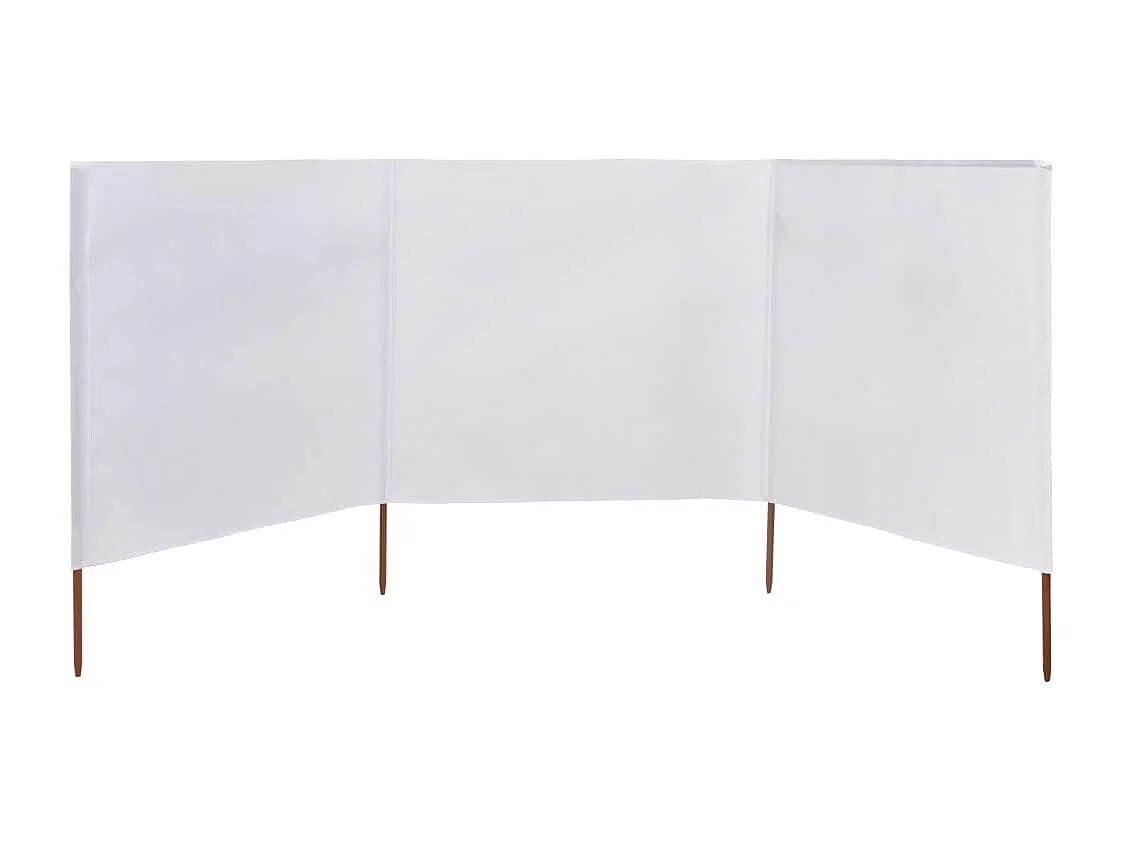 Paravent 3 Paneele Stoff 400 x 120 cm Weiß
