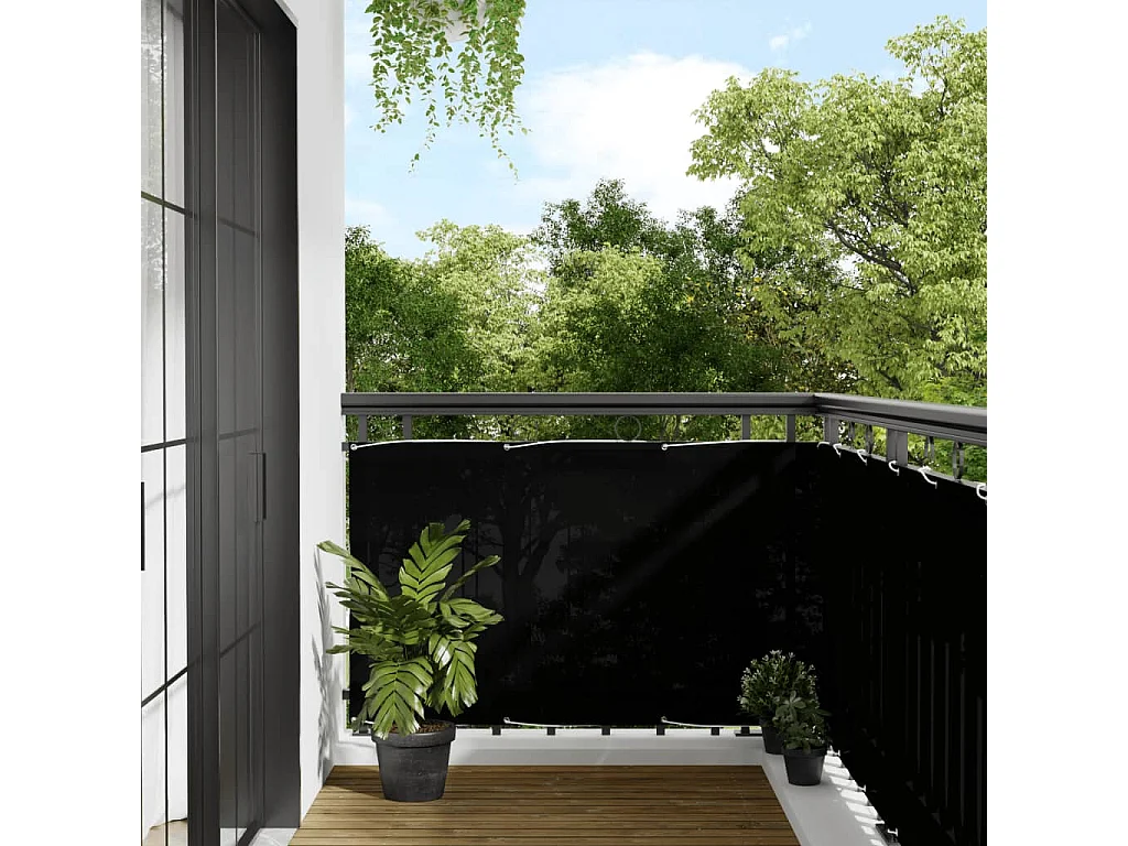Écran de balcon noir 90x1000 cm 100% polyester oxford