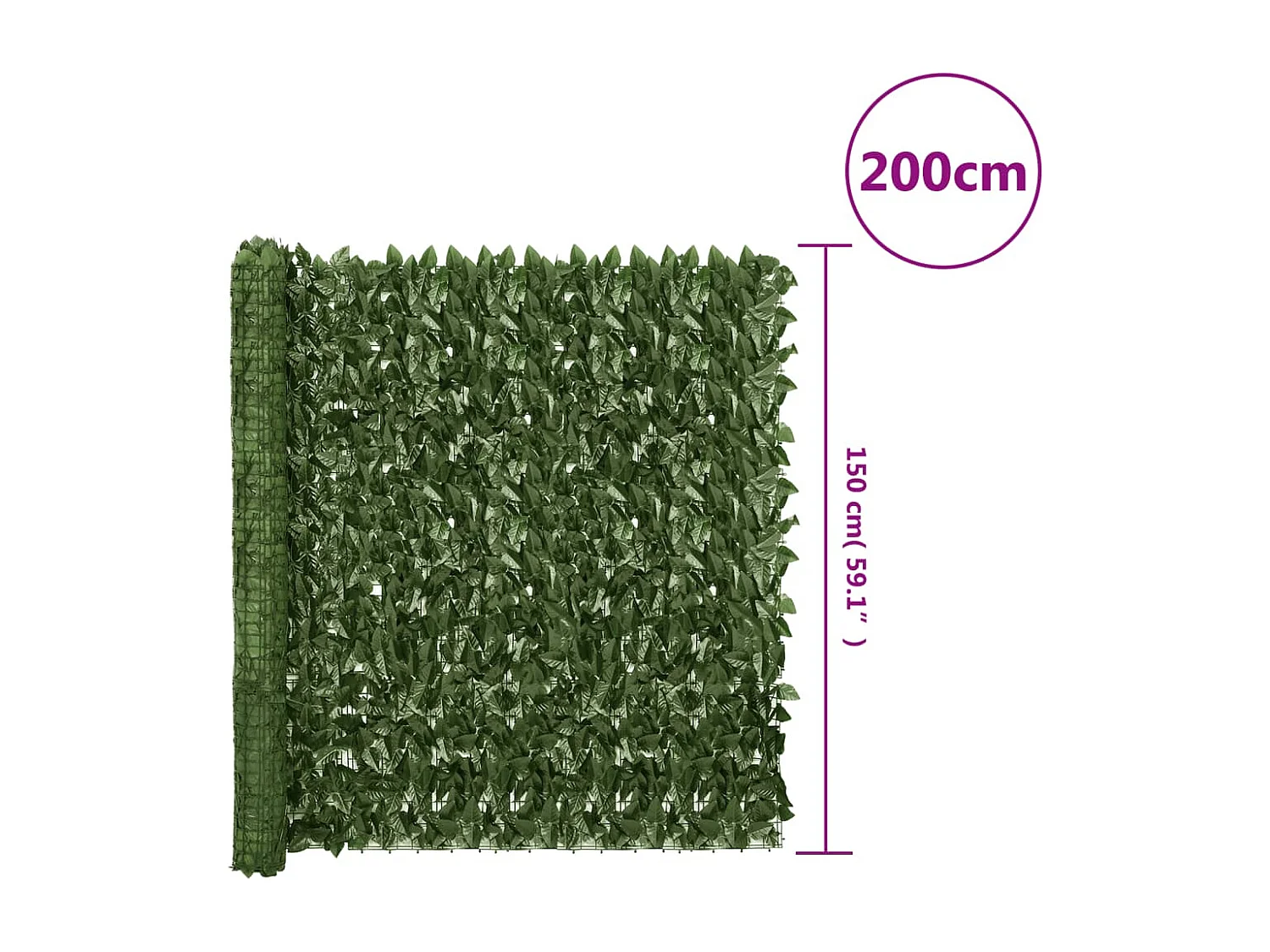 Paravento per balcone con foglie verde scuro 200x150 cm