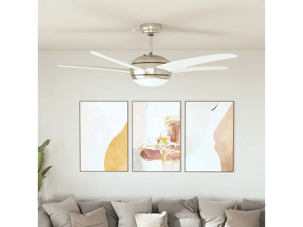 Ventilatore da soffitto decorato con lampada 128 cm Bianco