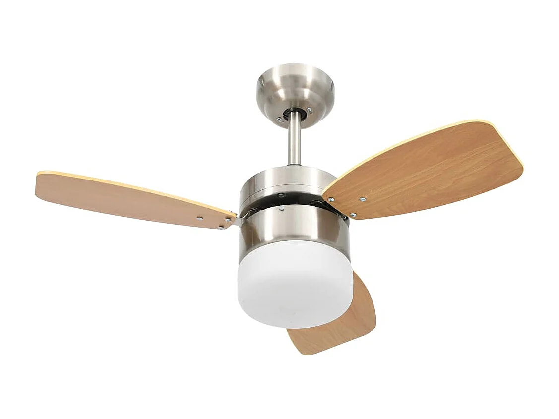 Ventilateur de plafond lampe et télécommande 76 cm Marron clair