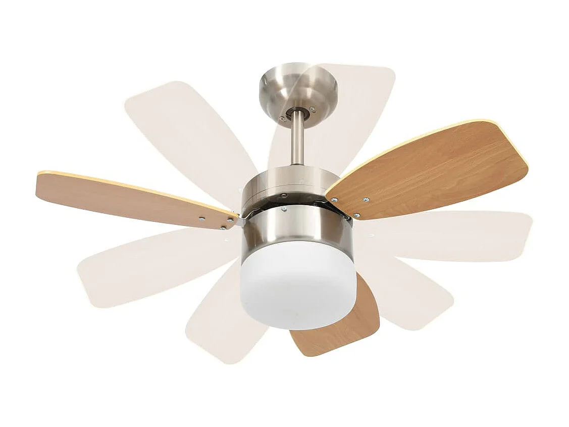 Ventilateur de plafond lampe et télécommande 76 cm Marron clair