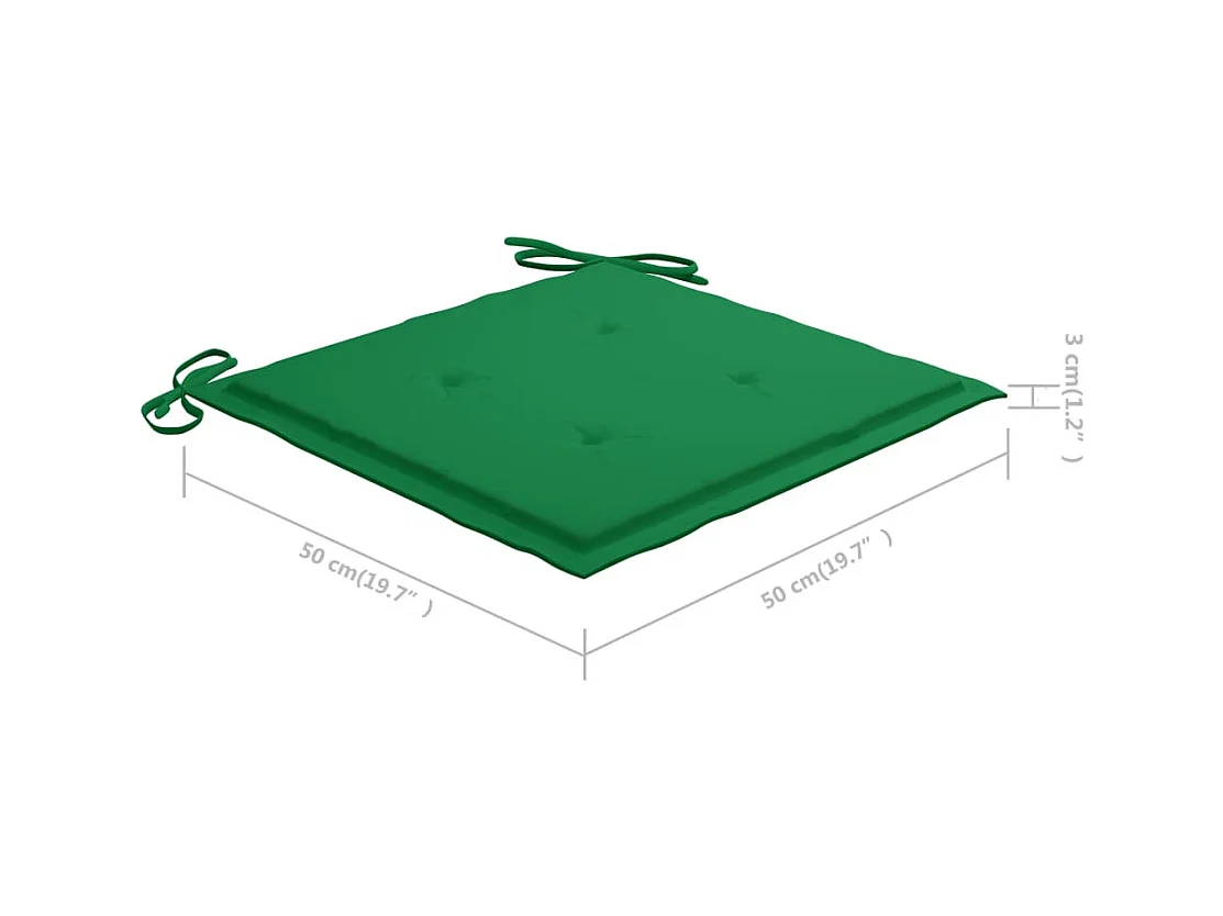 Chaises de jardin 4 pcs avec coussins vert Bois de teck solide