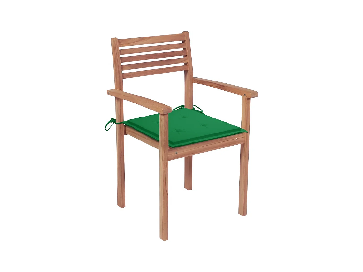 Chaises de jardin 4 pcs avec coussins vert Bois de teck solide