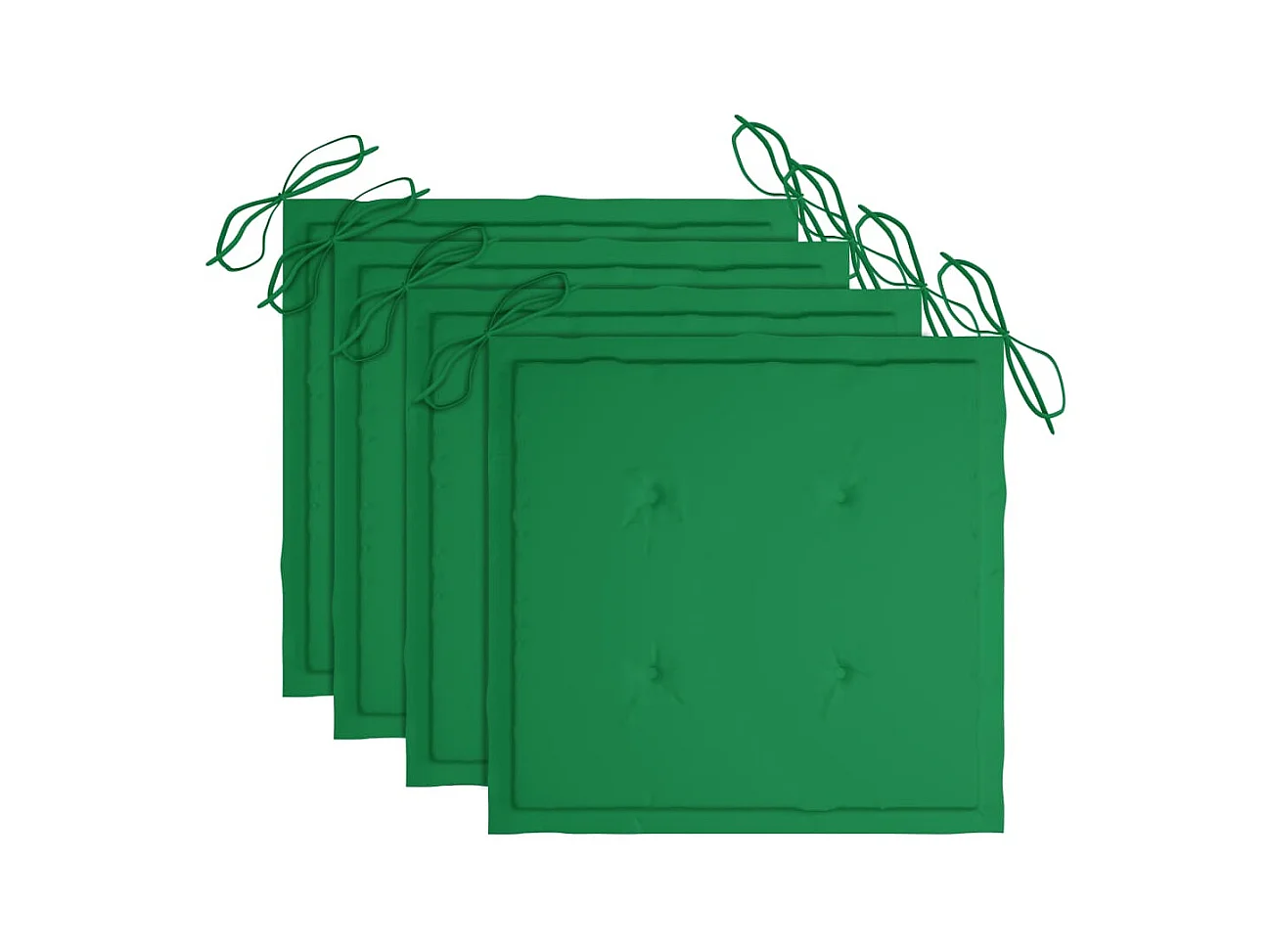 Chaises de jardin 4 pcs avec coussins vert Bois de teck solide