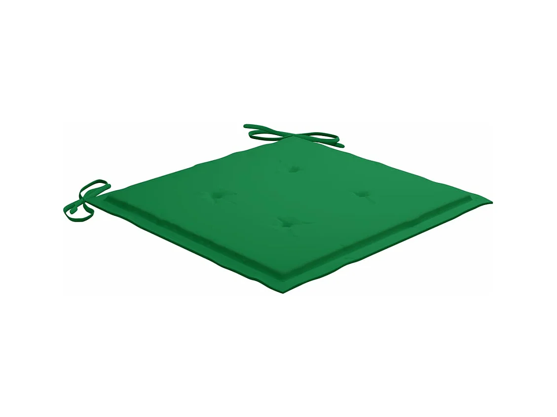 Chaises de jardin 4 pcs avec coussins vert Bois de teck solide