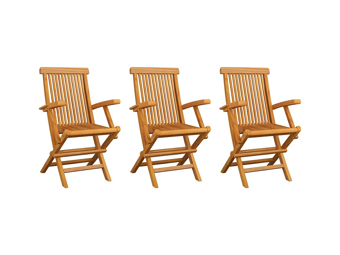 Gartenstühle 3er-Set aus massivem Teakholz