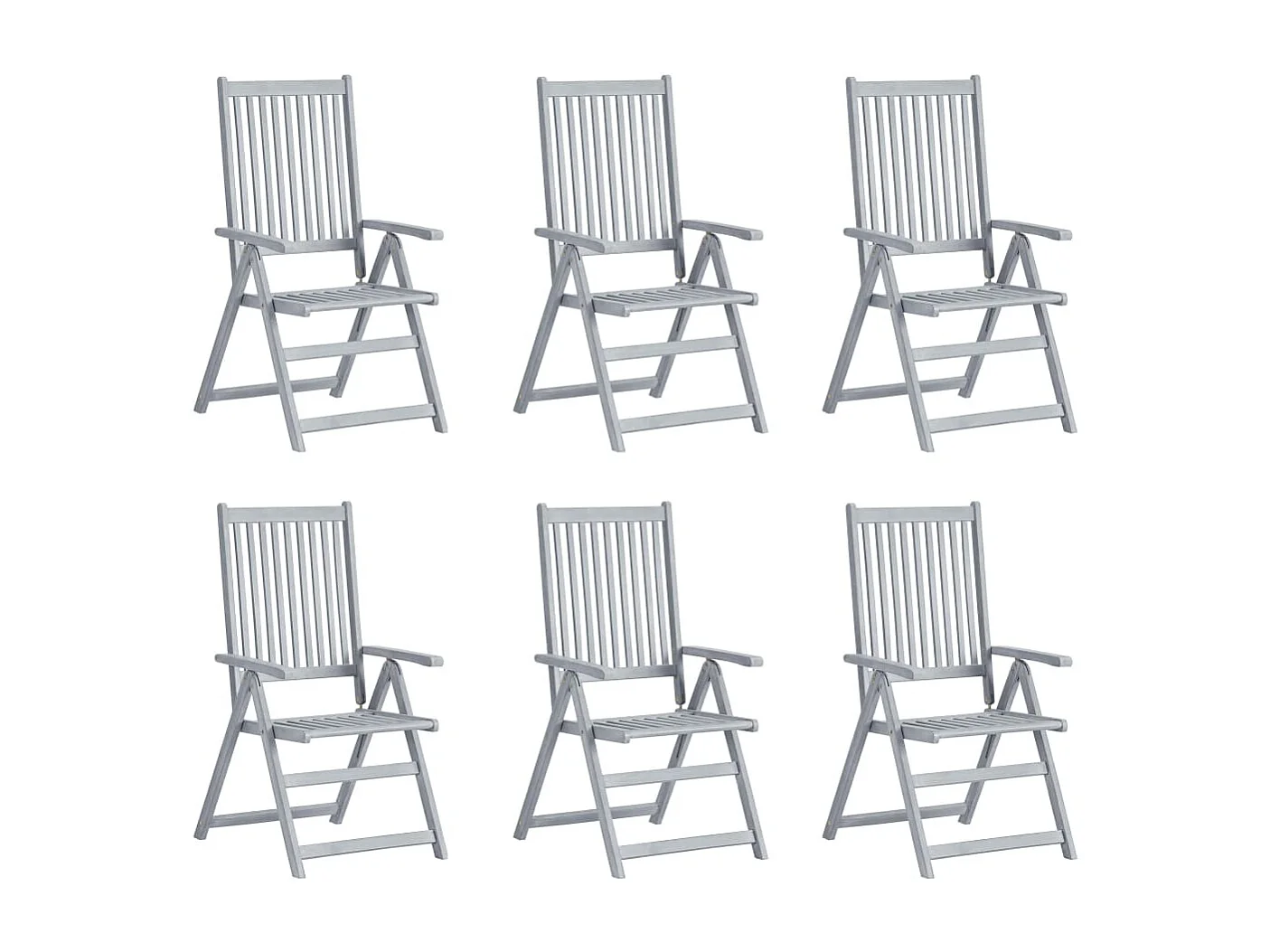 Chaises inclinables de jardin 6 pcs avec coussins Bois d'acacia