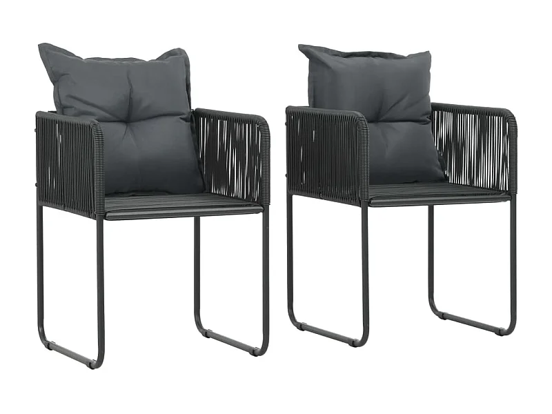 Chaises d'extérieur 2 pcs avec oreillers Résine tressée Noir