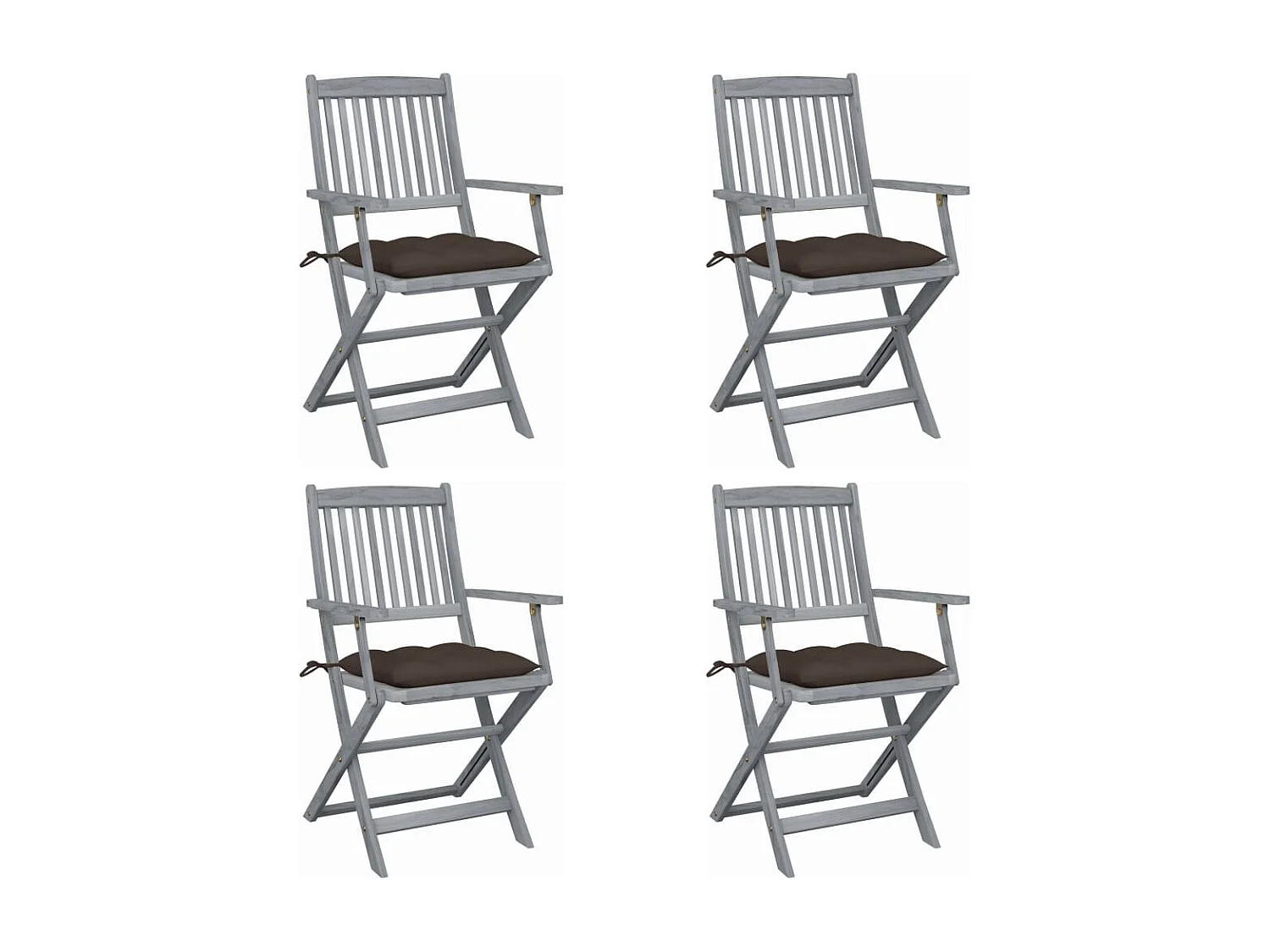 Chaises pliables d'extérieur 4 pcs avec coussins Bois d'acacia