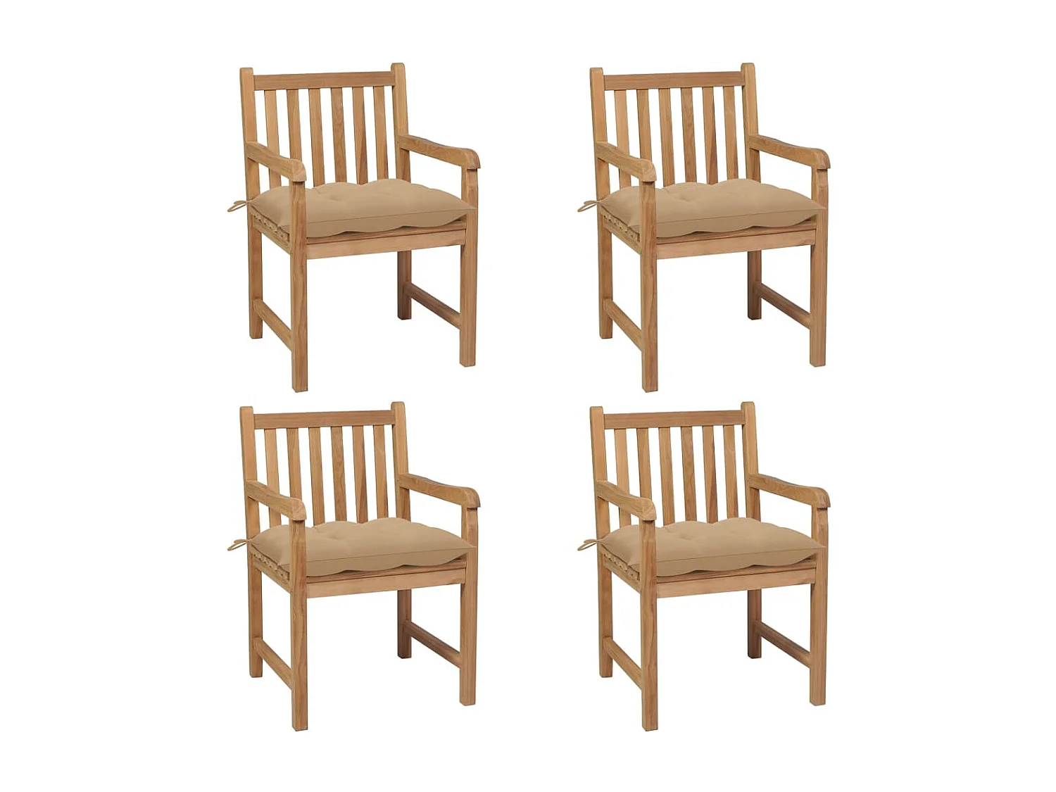 Cadeiras de jardim 4 unidades com almofadas bege Madeira maciça de teca