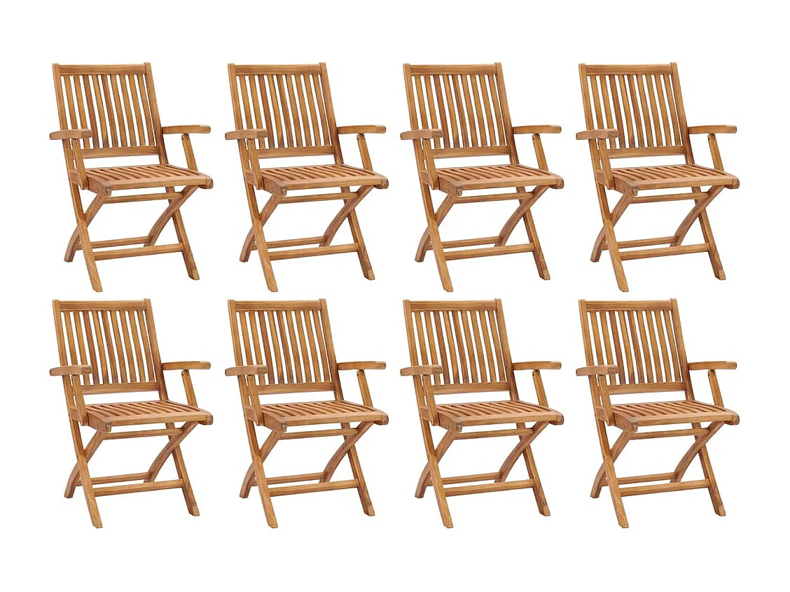 Chaises pliables de jardin 8 pcs Bois de teck solide