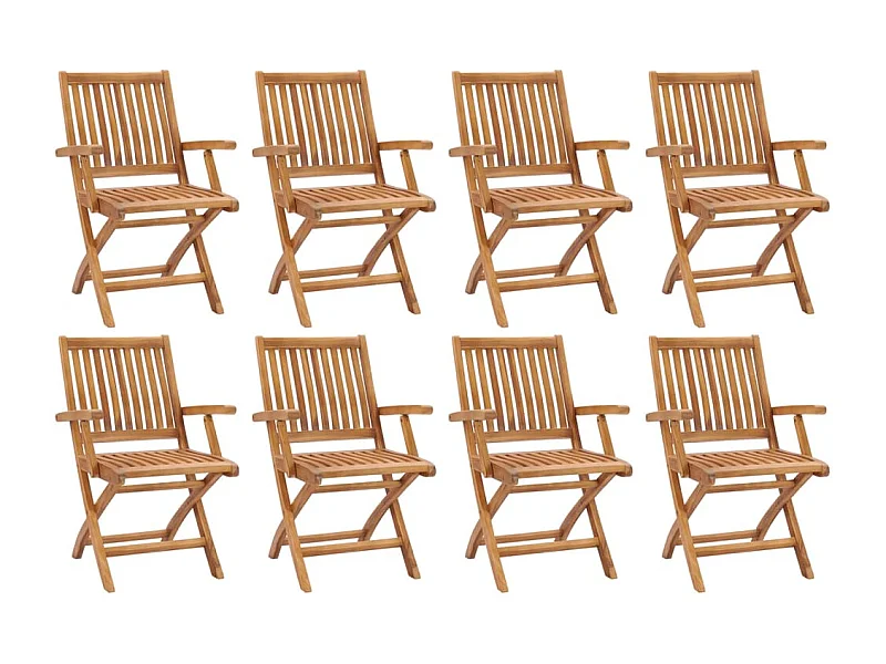 Chaises pliables de jardin 8 pcs Bois de teck solide