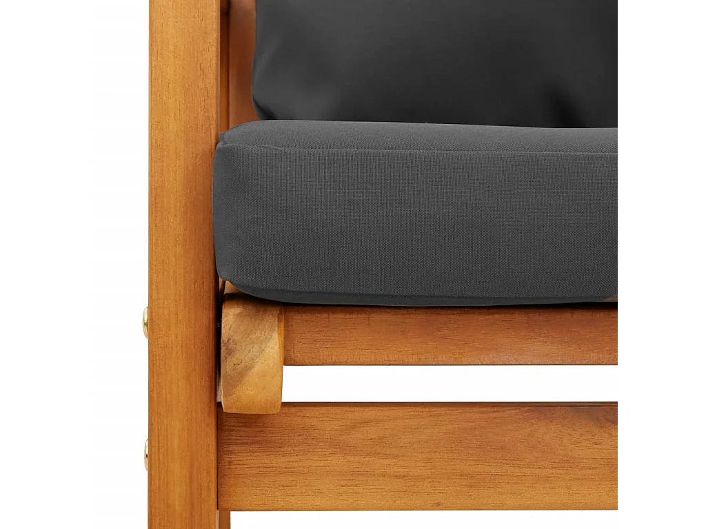 Juego de 2 sillones de jardín con cojín de madera maciza de acacia.