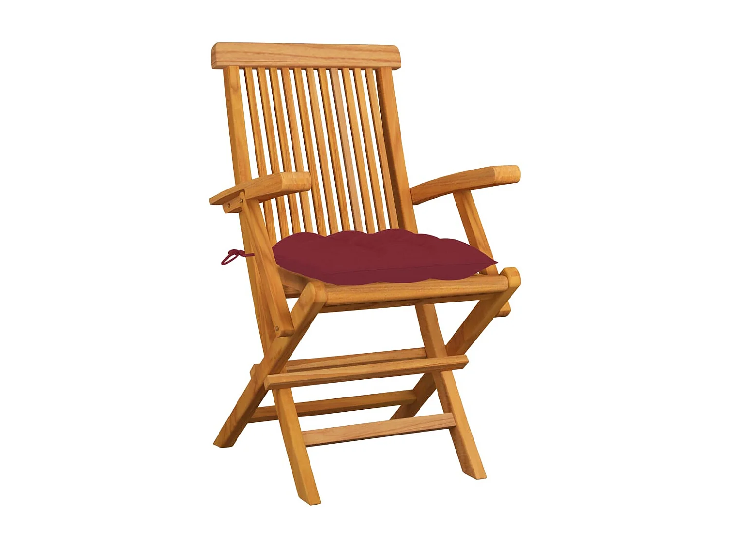 Chaises de jardin coussins rouge bordeaux lot de 6 Teck massif