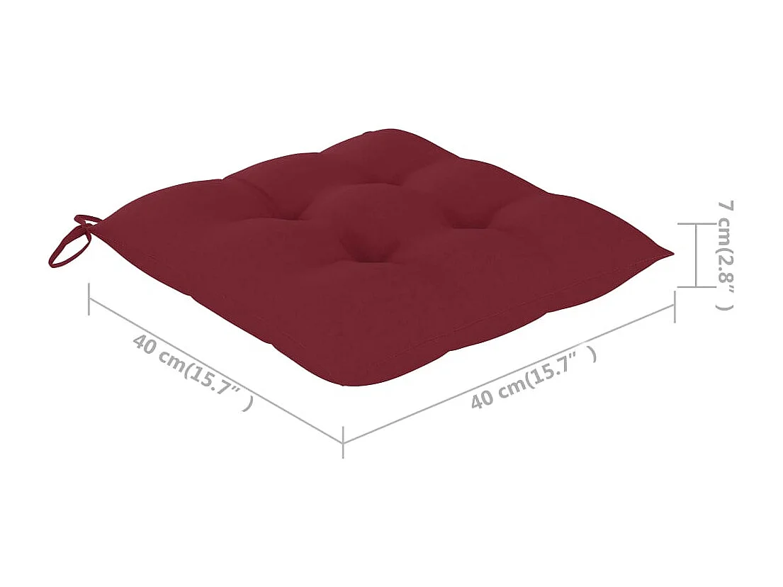 Chaises de jardin coussins rouge bordeaux lot de 6 Teck massif