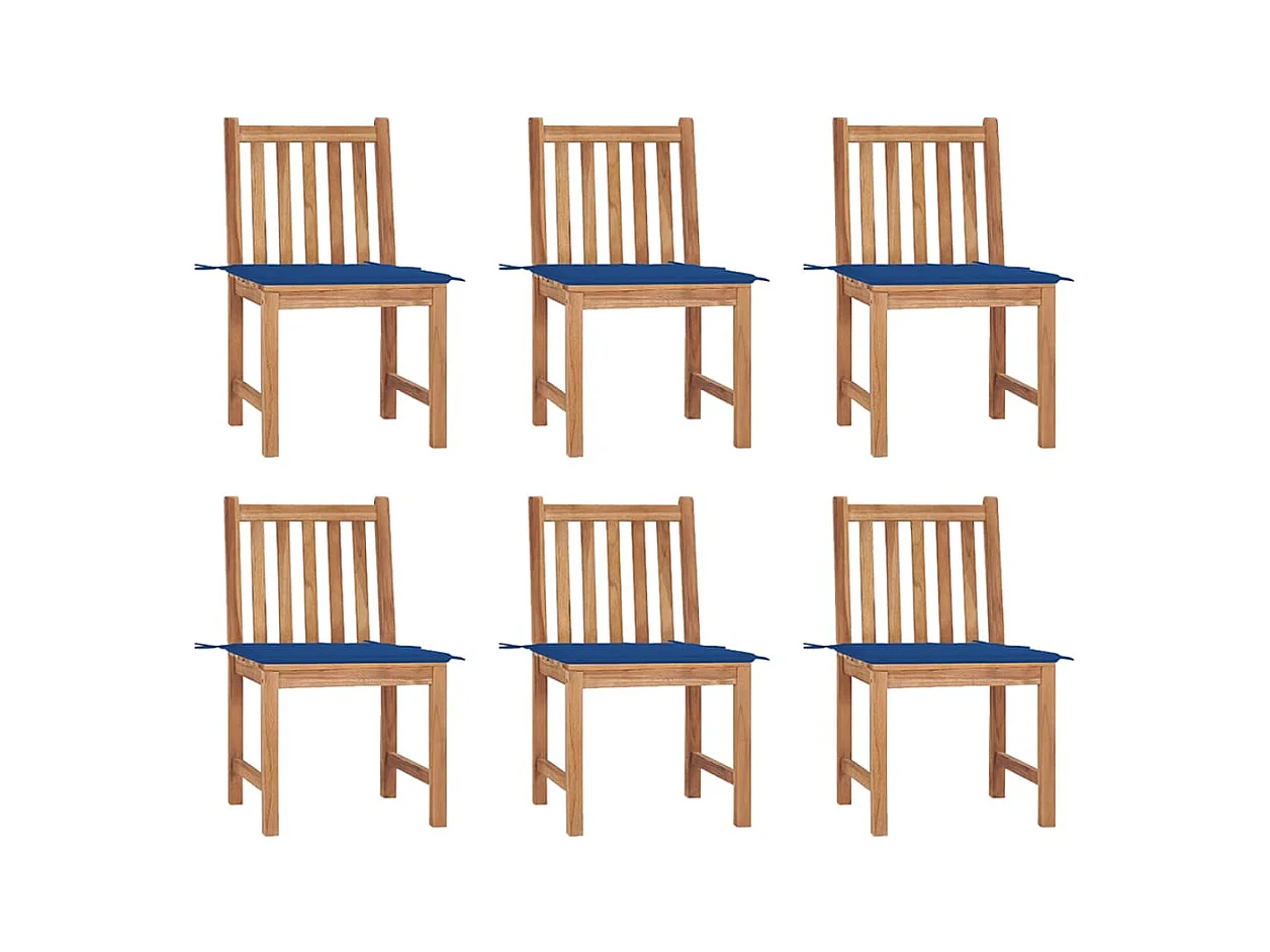 Sedie da giardino 6 pezzi con cuscini Legno massello di teak