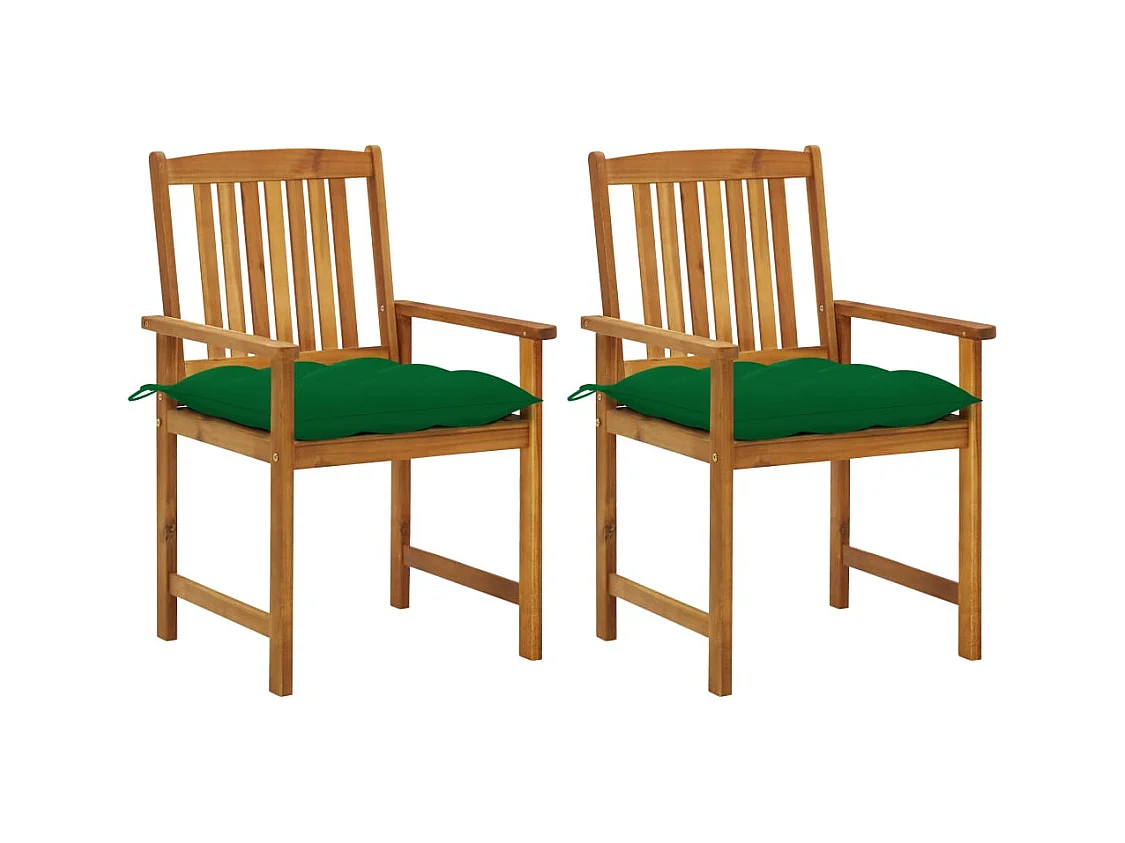 Chaises de jardin avec coussins lot de 2 Bois d'acacia massif