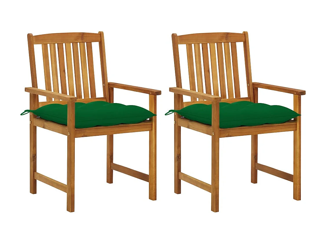 Chaises de jardin avec coussins lot de 2 Bois d'acacia massif