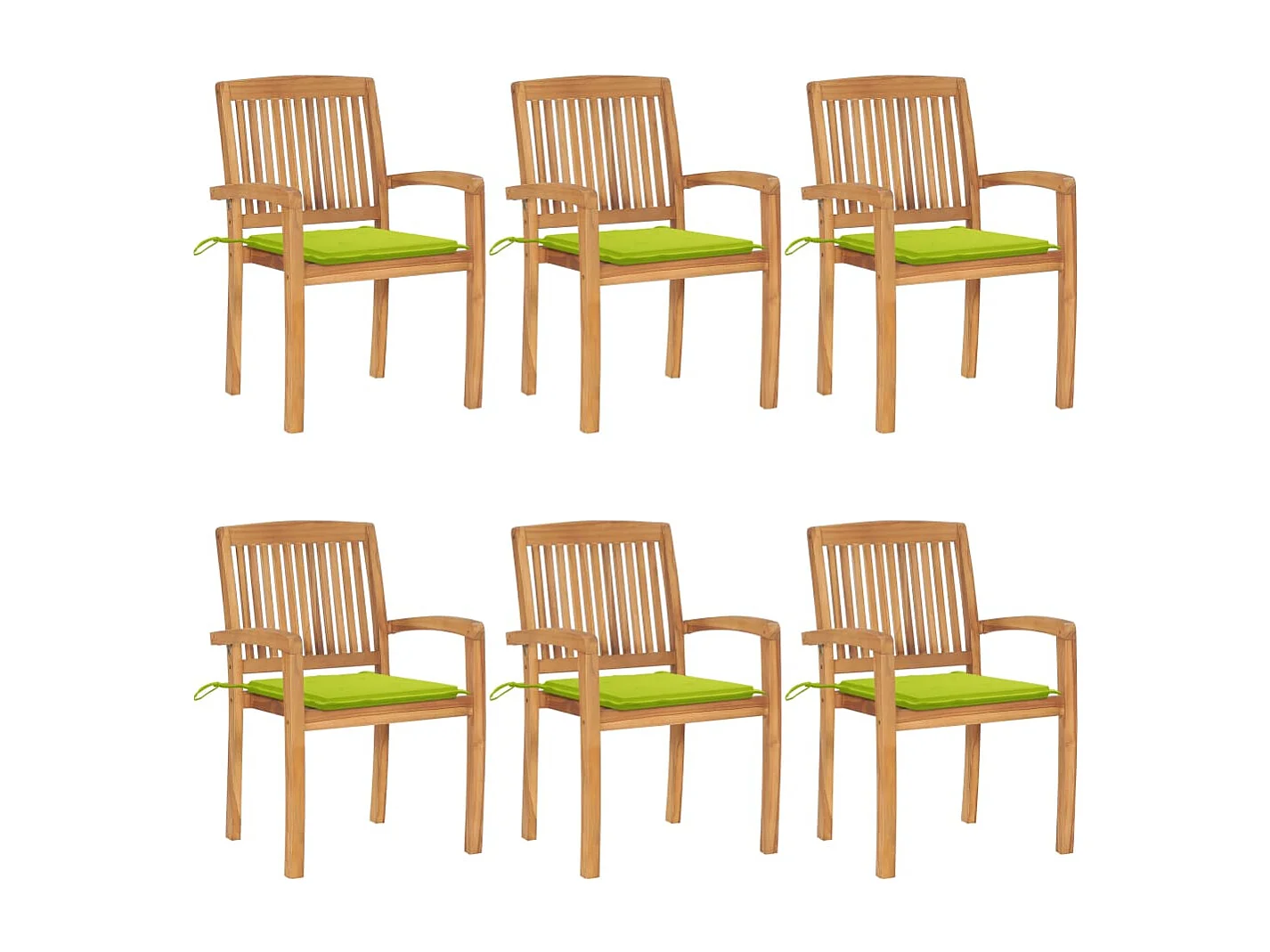 Chaises de jardin empilables avec coussins 6 pcs Teck solide