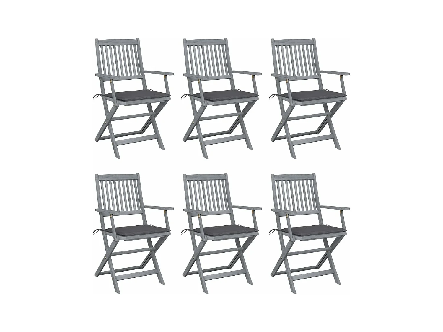 Chaises pliables d'extérieur 6 pcs avec coussins Bois d'acacia